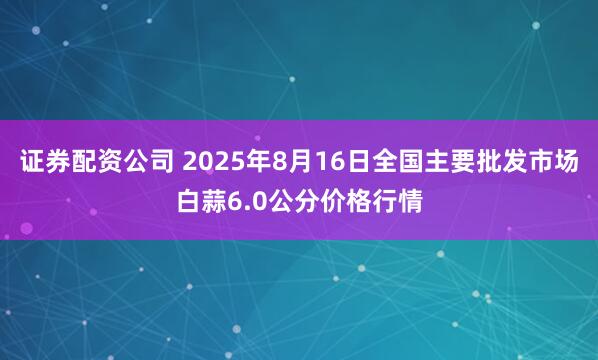 证券配资公司 2025年8月16日全国主要批发市场白蒜6.0公分价格行情